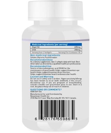 ALALIFE Algal Oil - 180 Capsules - 50% Purity Algal DHA Supplements - DHA Algal Oil Omega 3 Supplements - Beneficial to Brain and Optic Nerve Development - Non GMO - Buy Online on SooperMarket.com