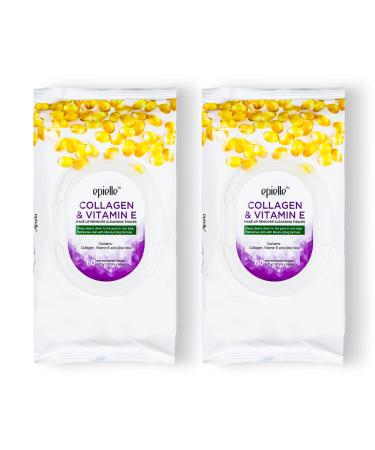 Epielle New Makeup Remover Cleansing Wipes Tissue Towelettes - Collagen, 60 Counts, 2 Pack Mothers day gift