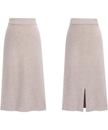 Sanahy Women's Ribbed Knit Midi Skirt - High Waist Bodycon Pencil Skirt XXL Beige - Buy Online on SooperMarket.com