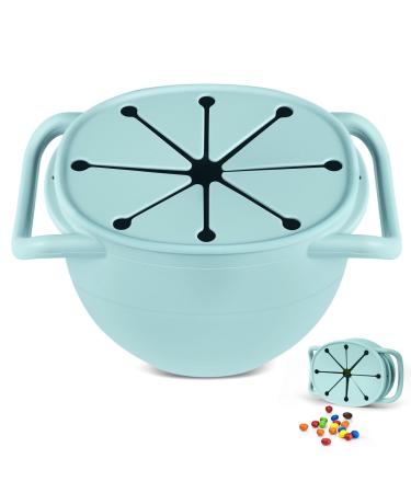 Vicloon Baby Snack Cup Collapsible Silicone Baby Snack Cup Silicone Snack Cup Non Spill Snack Pot for Baby Snack Catcher Food Cup with Lanyard Snack Pot for Toddler (Blue) Light Blue