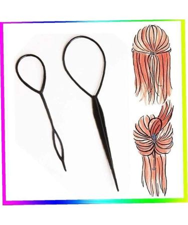 2pcs Hair Braid Accessories tail Styling Maker Clip French Braid Tool Magic Topsy Tail Loop Hair KitWomen Girls(black) Attractive Design - Buy Online on SooperMarket.com