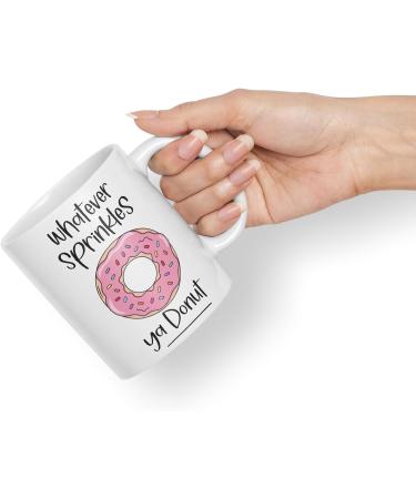 Vixar Whatever Sprinkles ya Donut Sarcastic Joke Ceramic Coloured Mug Cup for Tea Coffee Hot Brew Gift 330ml 11 OZ Gift (White) - Buy Online on SooperMarket.com