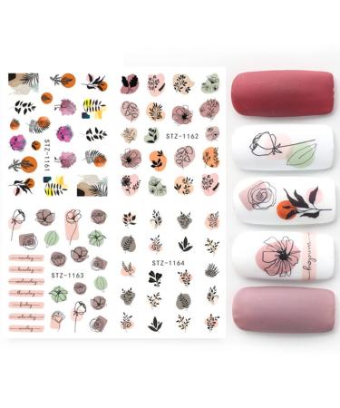 Floral and Butterfly Nail Art Stickers - Watercolor Decals for Women's DIY Manicure - 12PCS - Buy Online on SooperMarket.com