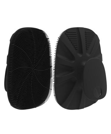 HieerBus Silicone Body Scrubber Shower Bath Brush for Men Women Nourishing  Cleaning & Exfoliating - No-Slip Handle Lather Well  Long Lasting  Easy to Clean & More Hygienic Loofah 1 Pack Black