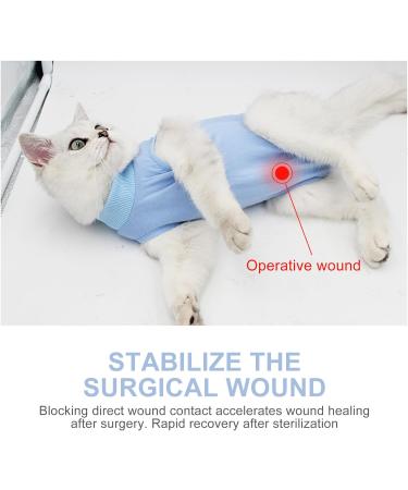 Cat Professional Recovery Suit Pet Surgery Suit Kitten Breathable Clothes Cone E-Collar Alternative Bodysuit Cat Onesie Anti Licking Vest Shirt for Abdominal Wounds Skin Diseases (M blue) M blue - Buy Online on SooperMarket.com