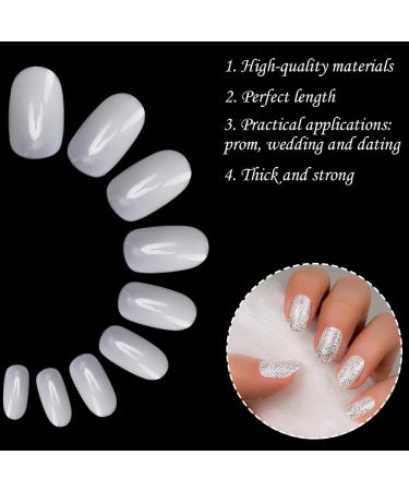 Noverlife 1200PCS Clear & Natural Round Acrylic Fake Nails - 10 Sizes Full Cover Short Oval False Nails for Nail Salon DIY Nail Design - Buy Online on SooperMarket.com