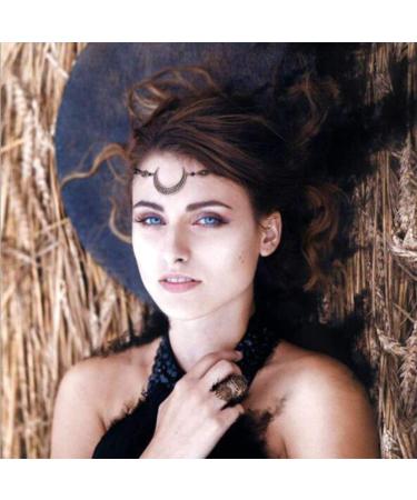Aimimier Viking Crystal Moon Head Chain - Retro Gold Headpiece for Women and Girls - Buy Online on SooperMarket.com