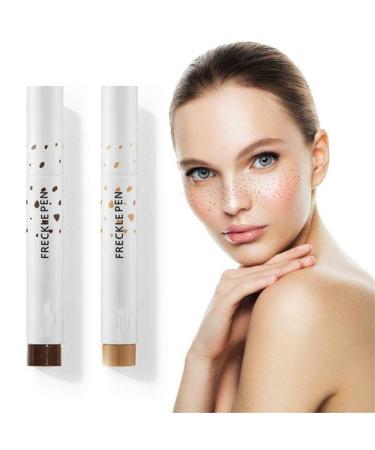 2 Colors Freckle Pen Natural Lifelike Freckle Makeup Pen Magic Freckle Color Waterproof Longlasting Soft Dot Sopt Pen for Natural Effortless Sunkissed Makeup (Dark Brown)