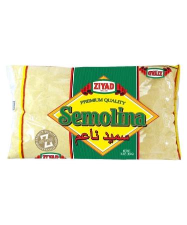 Ziyad Semolina Wheat, Smeed, Semolina Flour, Perfect for Stews, Soups, Gravy, Baking Breads, Biscuits, Pizza Crust with Low Fat, High Protein, High Fiber! 16oz Semolina 1 Pound (Pack of 1)