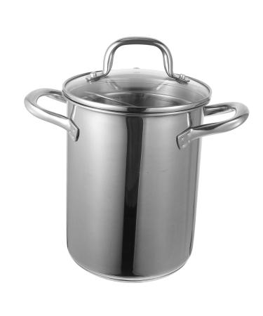 PRETYZOOM 1 Set Fry Pan Stock Pot with Strainer Basket Outdoor Chicken Fryer Fat Storage Can Mesh Steamer Basket Small Roasting Pan Deep Pan with Lid Stainless Steel Pot Soup Pot