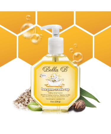 BELLA B Bee Gone Cradle Cap Baby Shampoo 8 oz - Natural Shampoo - Dry Scalp Shampoo - Cradle Cap Shampoo For Babies - Cradle Cap Treatment For Babies - Organic Baby Shampoo- Natural Baby Shampoo 8 Ounce (Pack of 1) Cradle