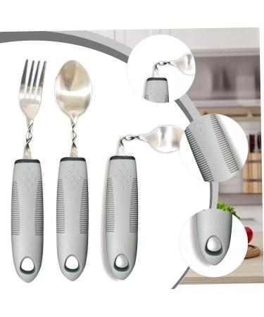 Adaptive Utensils Disability Aids 3PCS Stainless Steel Curved Cutlery Set with Mirror Polishing Bendable Design & Non-Slip Handles for Disabled Hands Flexible Tableware for Elderly & Patients - Buy Online on SooperMarket.com