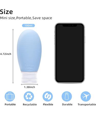 Bwren 3.4 oz Travel Bottles - TSA Approved Silicone BPA Free (Pack of 4) - Refillable Cosmetic Containers for Toiletries and Makeup - 100ml - Buy Online on SooperMarket.com