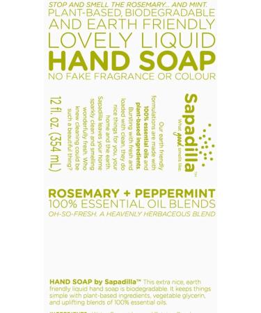 Sapadilla Rosemary + Peppermint Variety Pack - 16 oz Hand Soap, Dish Soap, Countertop Cleanser - Buy Online on SooperMarket.com