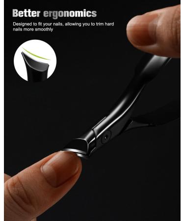 FERYES Wide Jaw Thick Toenail Clippers Thick Toenails - Precision Stainless Steel Toe Nail Clippers for Thick Nails for Seniors with Catcher -Black - Buy Online on SooperMarket.com