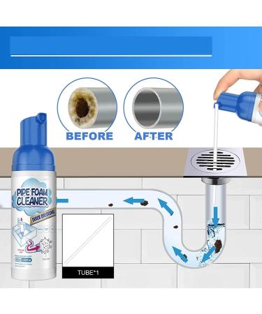 Herios Drain Foam Cleaner Liquid Hair Drain Clog Remover & Cleaner Pipe Dredge Deodorant Foam Cleaner Quick Foaming Toilet Cleaner for Kitchen Sink Toilets Sinks and Tubs (2 Pcs) - Buy Online on SooperMarket.com