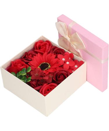 Simulation Flower Bath Soap Women Exquisite Flower Soap Gift Box for Birthday Valentines Day Christmas for Her Women Teens Girls Mom Birthdays (Red) - Buy Online on SooperMarket.com
