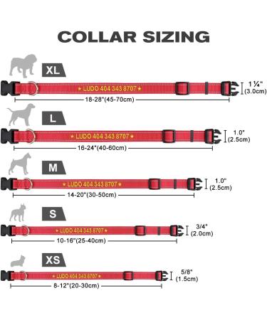 Tagme Personalized Reflective Dog Collar for Large Dogs - Embroidered Nylon with Pet Name & Phone Number - Red XL (1 Pack) - Buy Online on SooperMarket.com