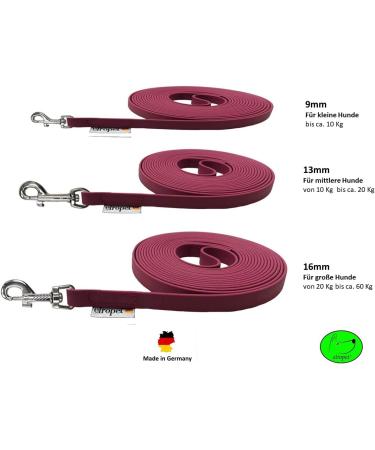 Biothane Dog Leash for Small Dogs | 9mm 3m/5m/15m Options | No Hand Loop Bordeaux Color - Buy Online on SooperMarket.com