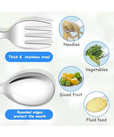 Vicloon Baby Fork and Spoon Set - 6 PCS Toddler Utensils Stainless Steel Cutlery for Baby Feeding - Tiger Pink/Blue/Yellow - Buy Online on SooperMarket.com