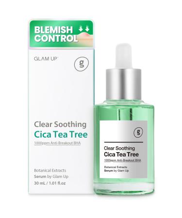 GLAM UP CICA Double Shot With HYALURON+BHA Calming Booster Acne Treatment with Centella Asiatica Tea Tree Oil & Niacinmid for Acne Breakout Blackhead Treatment Sensitive Skin Care 30ml(1.12 Fl Oz) 1 Fl Oz (Pack of 1)
