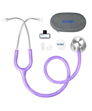 SCIAN Stethoscope Dual Head for Nurses Doctors Med Students Classic Stainless Steel Stethoscope Home Diagnostics Medical Supplies with Carrying Bag Pearlescent Purple