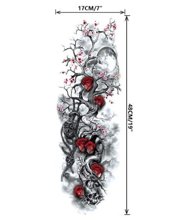 Pinone Full Arm Temporary Tattoo Set - 12 Sheets - L19xW7 - Men & Women - Buy Online on SooperMarket.com