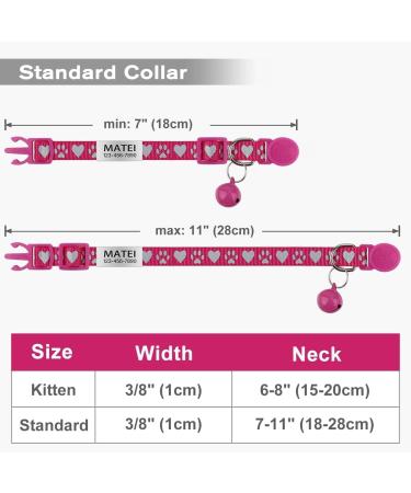 Tagme Reflective Cat Collar Set - Personalized Name & Address Shield Safety Clasp & Bell for Cats & Puppies - Hot Pink 18-28 cm - International Shipping Available - Buy Online on SooperMarket.com