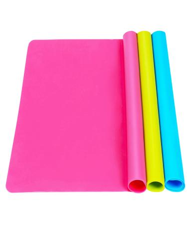 3 Pack Large Silicone Sheets for Crafts, Liquid, Resin Jewelry Casting Molds Mat, Silicone Placemat. 15.7 x 11.8 (Blue & Rose Red & Green)