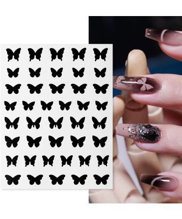 French Tip Nail Stickers - 6 Sheets Funny Printing Decals with Butterfly, Star, Heart Designs for French Manicure - Self-Adhesive 3D Nail Art Templates - Buy Online on SooperMarket.com
