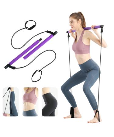 Surplex Pilates bar kit with resistance band bodybuilding yoga pilates stick with foot loop ideal for at home full body training gym weightlifting sit-up stretch sculpt twisting