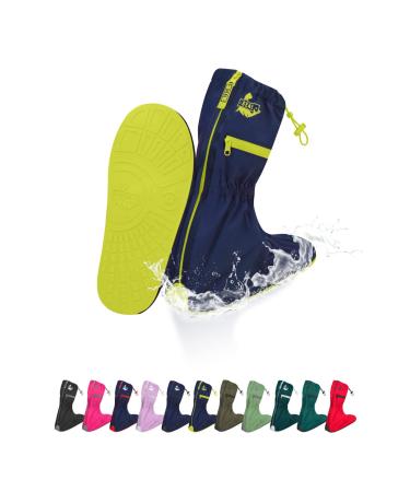 SEAL Waterproof Shoe Covers, Reusable Rain Shoe Covers with Slip Resistant Sole & Large Zippers, Rain Mud Snow Shoe Protector Covers for Men & Women Navy Green Extra Large (W 10.5-12 / M 9-11)