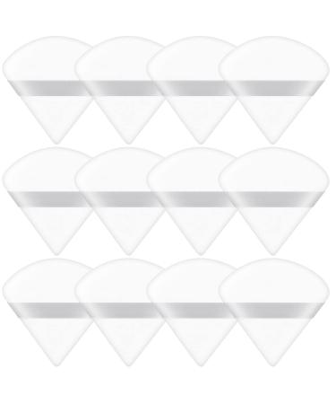 Ainiv 12 PCS Powder Puff Triangle Makeup Puff Reusable Soft Powder Sponge Washable Wet Dry Dual-Use Cosmetic Puff Face Powder Puff for Loose Powder Foundation Cream Blush Wetand or Pressed Powder #6 12PCS White