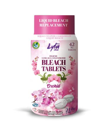 Ultra Max Concentrated Water Activated Bleach Tablets for Laundry and Cleaning. 42 Tablets 7.4 OZ Phosphate Free Replaces Liquid Bleach (Orchid)