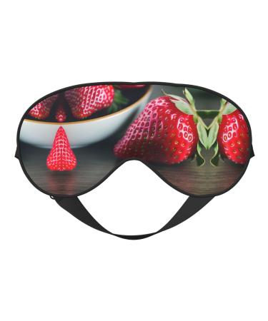 SSIMOO Red Strawberry Sleep Mask-Adjustable Breathable Fashionable Eye Mask for A Comfortable Sleep Experience Black