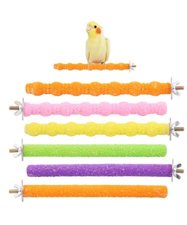 6 Pcs Parrot Perches Colorful Birdcage Scrub Stand Bar for Bird Parrot Budgies Parakeet Cockatiels Conure Lovebird Cage Paw Grinding Toy