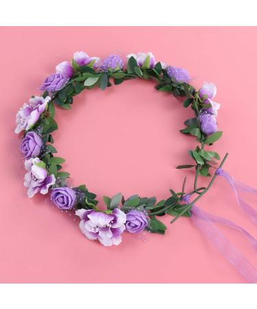 KALLORY Purple Flower Crown Headband for Bridesmaids & Flower Girls - Buy Online on SooperMarket.com
