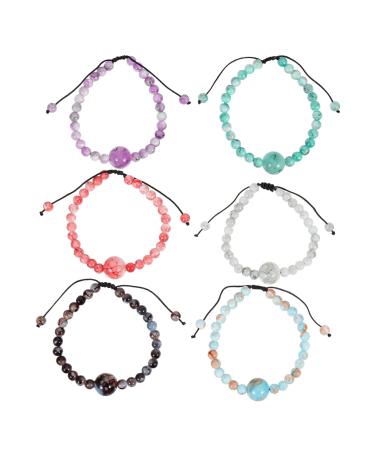 Healvian 6pcs Motion Sickness Braided Bracelet Boho Decor Friendship Bracelet Glass Shot Glasses Anti Motion Sickness Glasses Disc Beaded Stretch Bracelets Motion Sickness Wristband Yoga CD