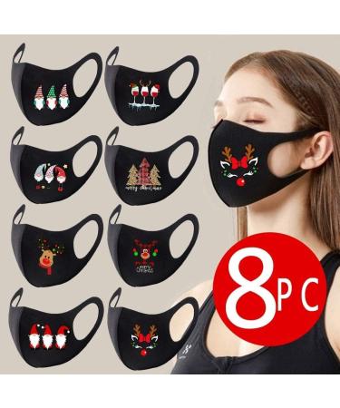 5/8PCS Unisex Adult Protective_Cover_Mask_Face For Christmas Colorful Washable Reusalbe Ice Silk - Buy Online on SooperMarket.com