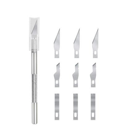 Craft Knife, Premium Craft Hobby Utility Knife Set, Craft knife blades, Craft Knife Hobby Knife, 1 Pieces Craft Knife Hobby Knife with 10 Pieces Stainless Steel Blades Kit, Craft Knife for Art 1 Knife/10 Blades