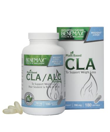 Benemax CLA High Potency - 80%. Supports Healthy Weight Management Lean Muscle Mass Non-Stimulating Conjugated Linoleic Acid. 100% Plant Based & Vegan - Outer Softgel Made of Tapioca vs Other Brands that Use Carrageenan or Gelatin. 180 softgels