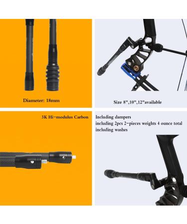 Perogen 3K Carbon Archery Bow Stabilizer for Compound Bow Hunting with Dampers - Lightweight 8/10/12 inches - Buy Online on SooperMarket.com