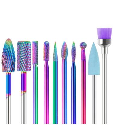 10 Pieces Nail Drill Bits Set Electric Nail Drill Kit Diamond Cuticle Drill Bits Acrylic Nail File Bits Nail Art Tools for Manicure Pedicure Home Salon Use