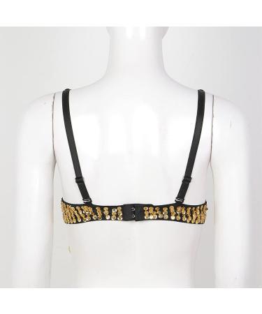 YOOJOO Women Tribal Sequin Belly Dance Bra Top with Beaded Fringe - Black - Buy Online on SooperMarket.com