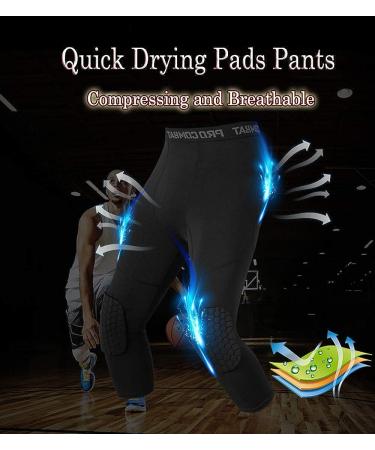 Unlimit Black Basketball Compression Pants with Knee Pads | 3/4 Capri Leggings - Medium - Buy Online on SooperMarket.com