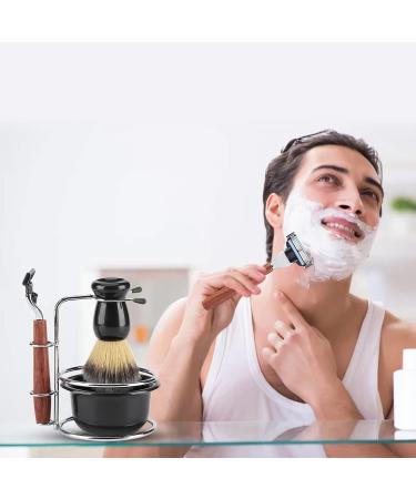 HERCHR 4-Piece Shaving Set | Manual Razor Stainless Steel Stand Brush & Bowl | Premium Men's Grooming Essentials - Buy Online on SooperMarket.com