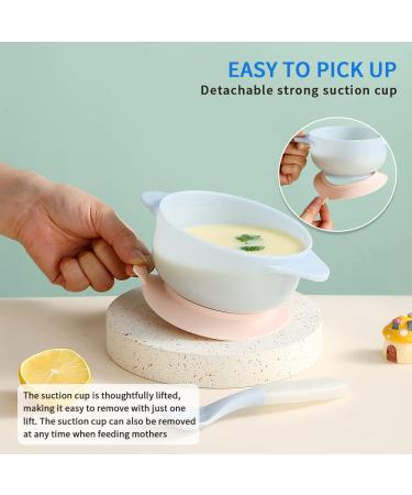 Kyraton Baby Bowls | Suction Bowls with Straw and Spoon | Unbreakable & Reusable | Light Blue | Slip Resistant & Durable - Buy Online on SooperMarket.com