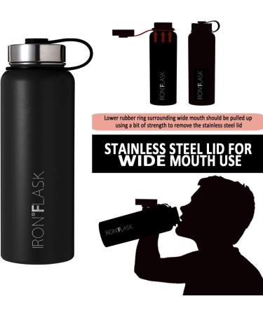 IRON FLASK Sports Water Bottle 40oz - Leak Proof Insulated Stainless Steel with 3 Lids - Midnight Black - Buy Online on SooperMarket.com