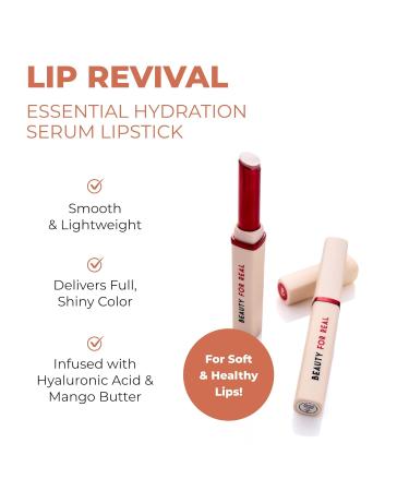 Beauty For Real Lip Revival Serum Lipstick - Hydrating Lightweight Neutral Light with Hyaluronic Acid & Mango Butter - Ideal for All Skin Types - Buy Online on SooperMarket.com