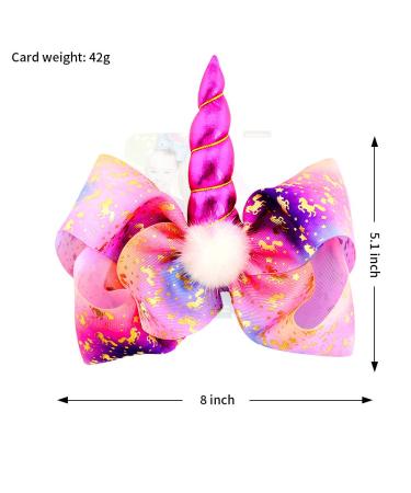 8 Inch Unicorn Hair Bows for Girls - JoJo Siwa Style Hair Accessories with Alligator Clips - Perfect Xmas Gift Set - Buy Online on SooperMarket.com